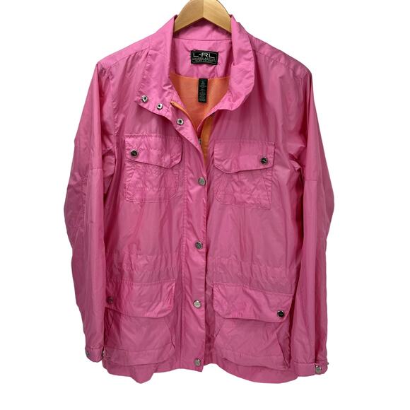 Lauren Active Jacket Womens XL Pink Full Zip Snap Coastal Lightweight Packable - Picture 1 of 7